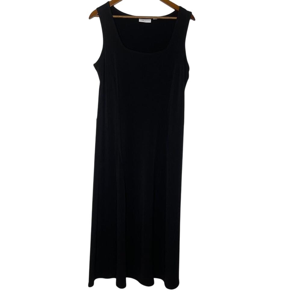 Susan Graver Black Tank Dress Sleeveless Scoop Neck Stretch Knit Midi Size M